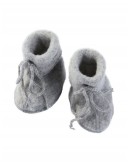 Booties with strings in 100% merino wool, Sand mélange