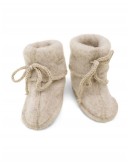 Booties with strings in 100% merino wool, Walnut mélange