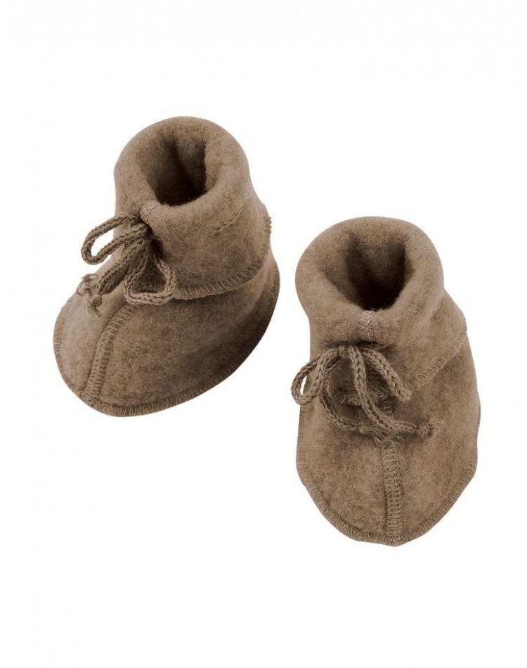 Booties with strings in 100% merino wool