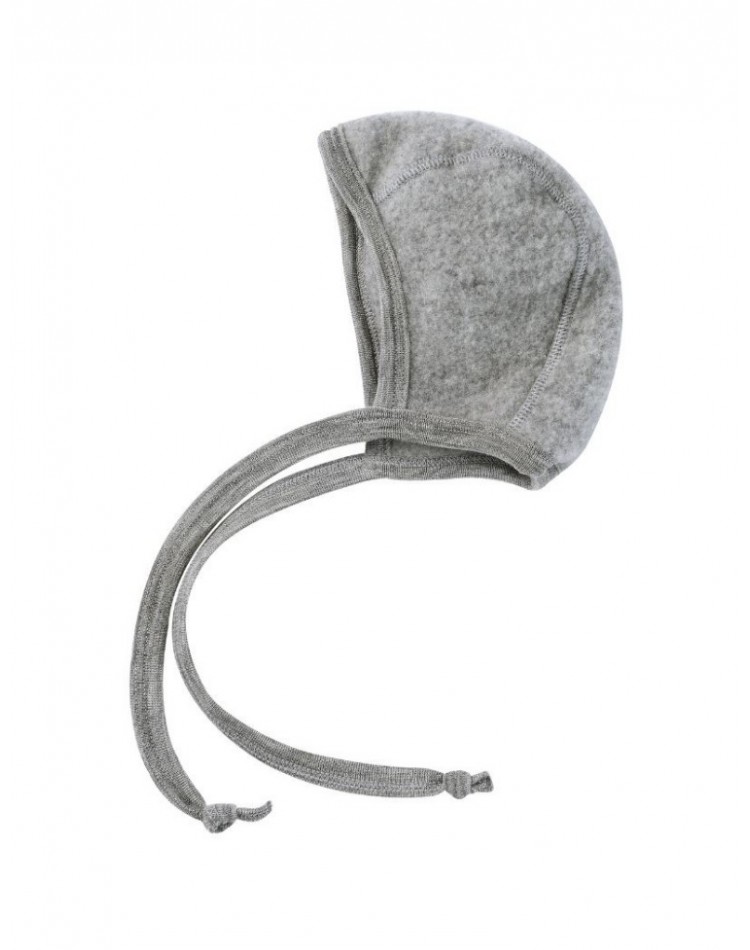 Baby helmet with ties in 100% merino wool