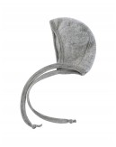 Baby helmet with ties in 100% merino wool, Light grey mélange