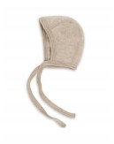 Baby helmet with ties in 100% merino wool, Sand mélange