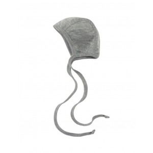 Baby helmet with ties in mix of wool and silk, Light grey mélange