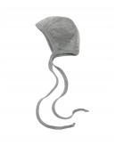 Baby helmet with ties in mix of wool and silk, Light grey mélange