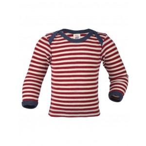 Shirt in 100% wool, Red mélange/nature