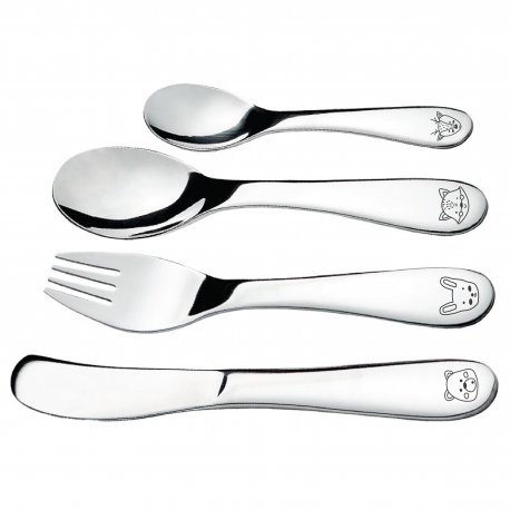 Byhappyme, Children's cutlery with name, Forest Friends, Stainless steel, Gift idea