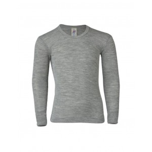 Shirt in wool/silk, Light grey mélange