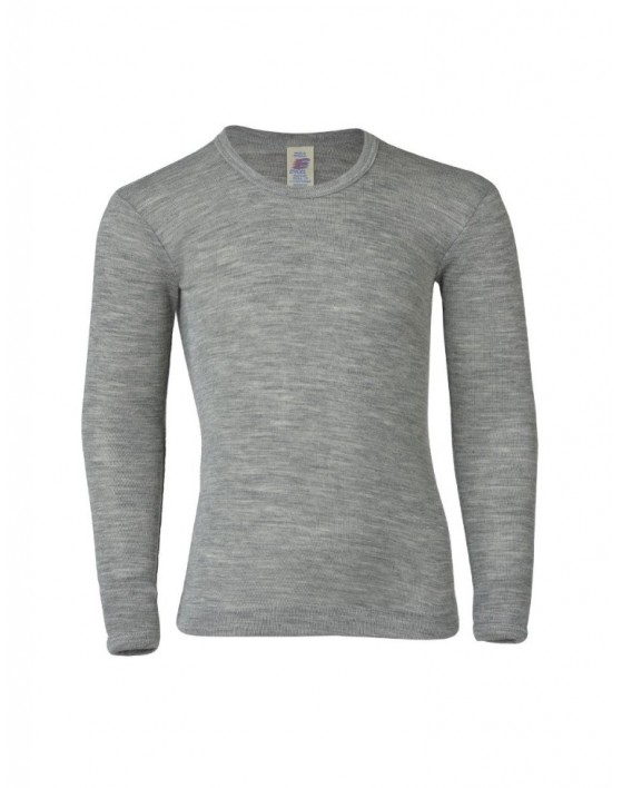 Shirt in wool/silk, Light grey mélange