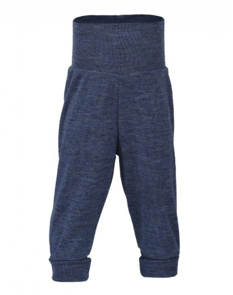 Trousers in 100% wool, Blue mélange