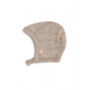 Baby helmet with push buttons in 100% organic wool,  Thin quality - 1 layer of fabric, OEKO-TEX®