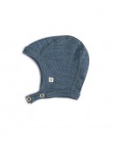 Baby helmet with push buttons in 100% organic merino wool,  Thick quality - 2 layers of fabric