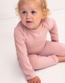 Baby bodysuit with long sleeves and american closure for in 100% organic merino wool