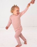 Baby bodysuit with long sleeves and american closure for in 100% organic merino wool