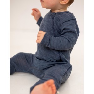 Baby coverall in 100% organic merino wool with zipper on the side