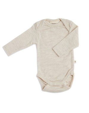 Baby bodysuit with long sleeves and american closure for in 100% organic merino wool, OEKO-TEX®