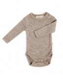 Baby bodysuit with long sleeves and round neckline in 100% organic merino wool,  OEKO-TEX®