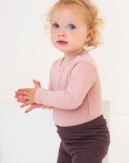 Baby bodysuit with long sleeves and round neckline in 100% organic merino wool,  OEKO-TEX®