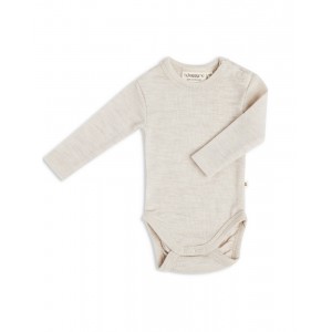 Baby bodysuit with long sleeves and round neckline in 100% organic merino wool,  OEKO-TEX®