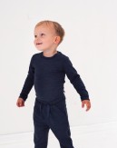 Baby bodysuit with long sleeves and round neckline in 100% organic merino wool,  OEKO-TEX®