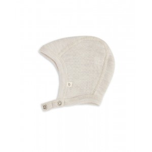 Baby helmet with push buttons in 100% organic wool,  Thin quality - 1 layer of fabric, OEKO-TEX®