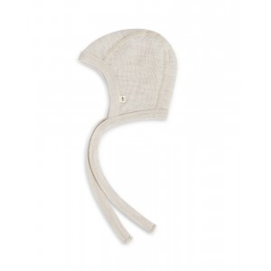 Baby helmet with string in 100% organic merino wool, Thick quality - 2 layer of fabric