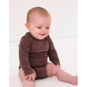 Baby bodysuit with long sleeves and american closure for in 100% organic merino wool