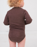 Baby bodysuit with long sleeves and american closure for in 100% organic merino wool, OEKO-TEX®