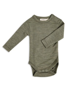 Baby bodysuit with long sleeves and round neckline in 100% organic merino wool,  OEKO-TEX®