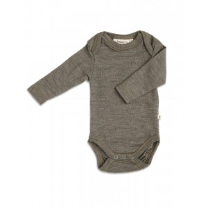 Baby bodysuit with long sleeves and american closure for in 100% organic merino wool, OEKO-TEX®