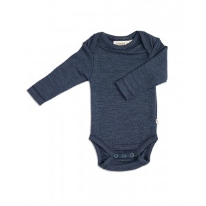 Baby bodysuit with long sleeves and american closure for in 100% organic merino wool, OEKO-TEX®