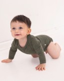 Baby bodysuit with long sleeves and american closure for in 100% organic merino wool