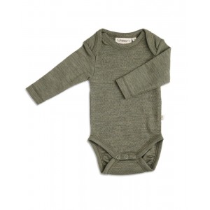 Baby bodysuit with long sleeves and american closure for in 100% organic merino wool