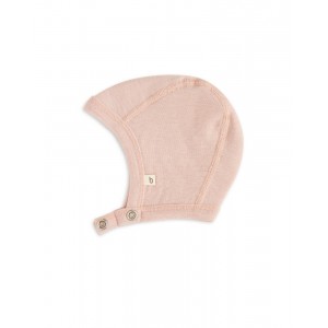 Baby helmet with push buttons in 100% organic wool,  Thin quality - 1 layer of fabric