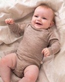 Baby bodysuit with long sleeves and american closure for in 100% organic merino wool