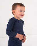 Baby bodysuit with long sleeves and american closure for in 100% organic merino wool