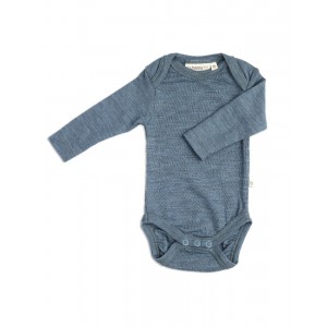 Baby bodysuit with long sleeves and american closure for in 100% organic merino wool