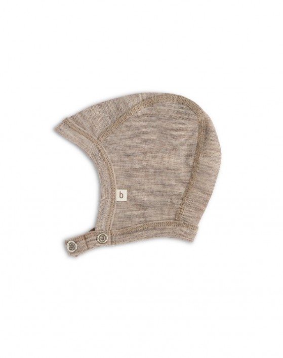 Baby helmet with push buttons in 100% organic merino wool,  Thick quality - 2 layers of fabric