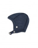 Baby helmet with push buttons in 100% organic merino wool,  Thick quality - 2 layers of fabric