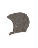 Baby helmet with push buttons in 100% organic merino wool,  Thick quality - 2 layers of fabric