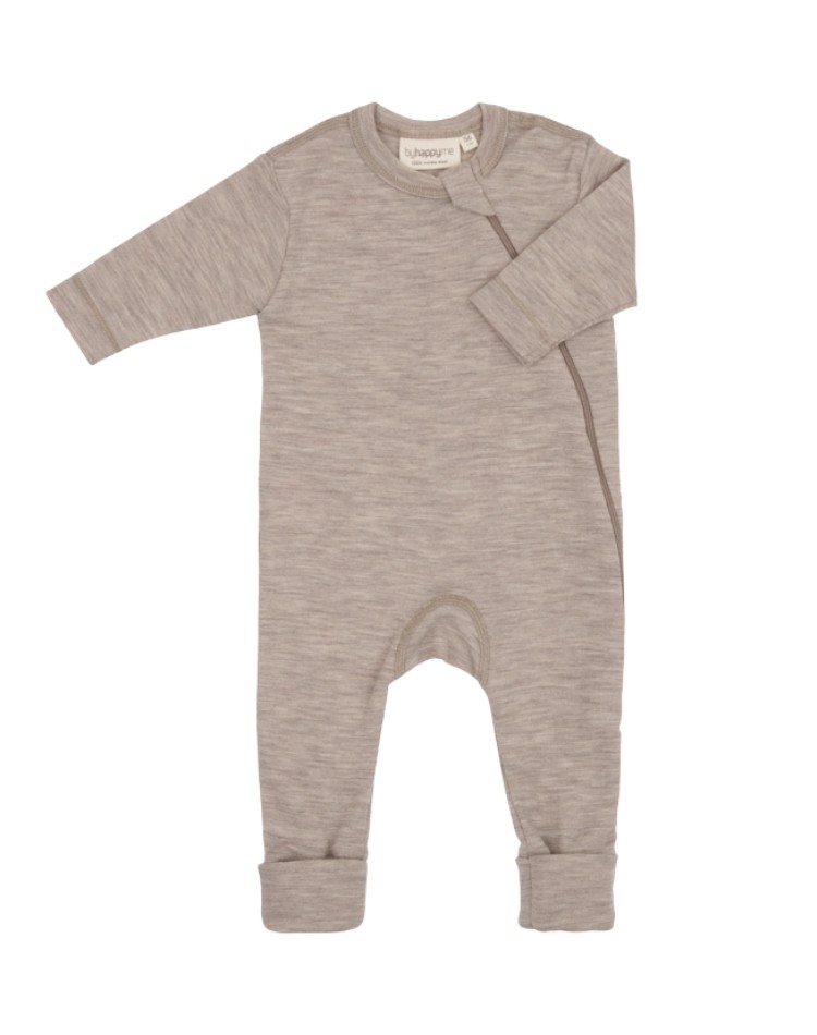 Baby coverall in 100% organic merino wool with zipper on the side