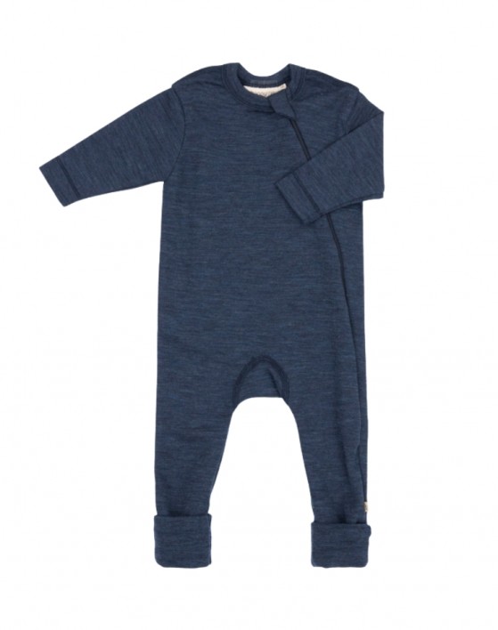 Baby coverall in 100% organic merino wool with zipper on the side