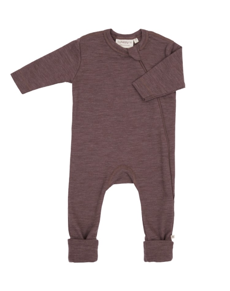 Baby coverall in 100% organic merino wool with zipper on the side