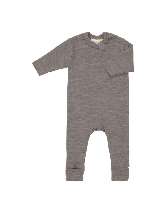 Baby coverall in 100% organic merino wool with zipper on the side