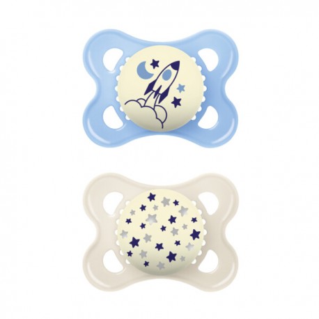 MAM Original Night 2 pack, Size 1 (0-6 months), Symmetric - Silicone