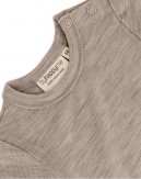 Baby bodysuit with short sleeves button closure on one shoulder, made from 100% organic merino wool