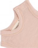 Sleeveless baby bodysuit with button closure on one shoulder, made from 100% organic merino wool