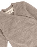 Body with long sleeves and wrap-around closure for babies, made from 100% organic merino wool