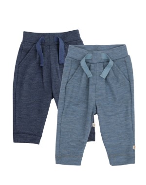 Drawstring baby pants in 100% merino wool, 2-pack