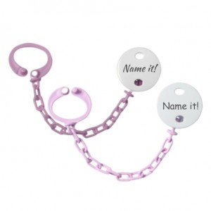 Personalised dummy clip, Round, 2-pack, Several colours available