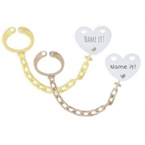 Personalised dummy clip, Heart, 2-pack, Several colours available